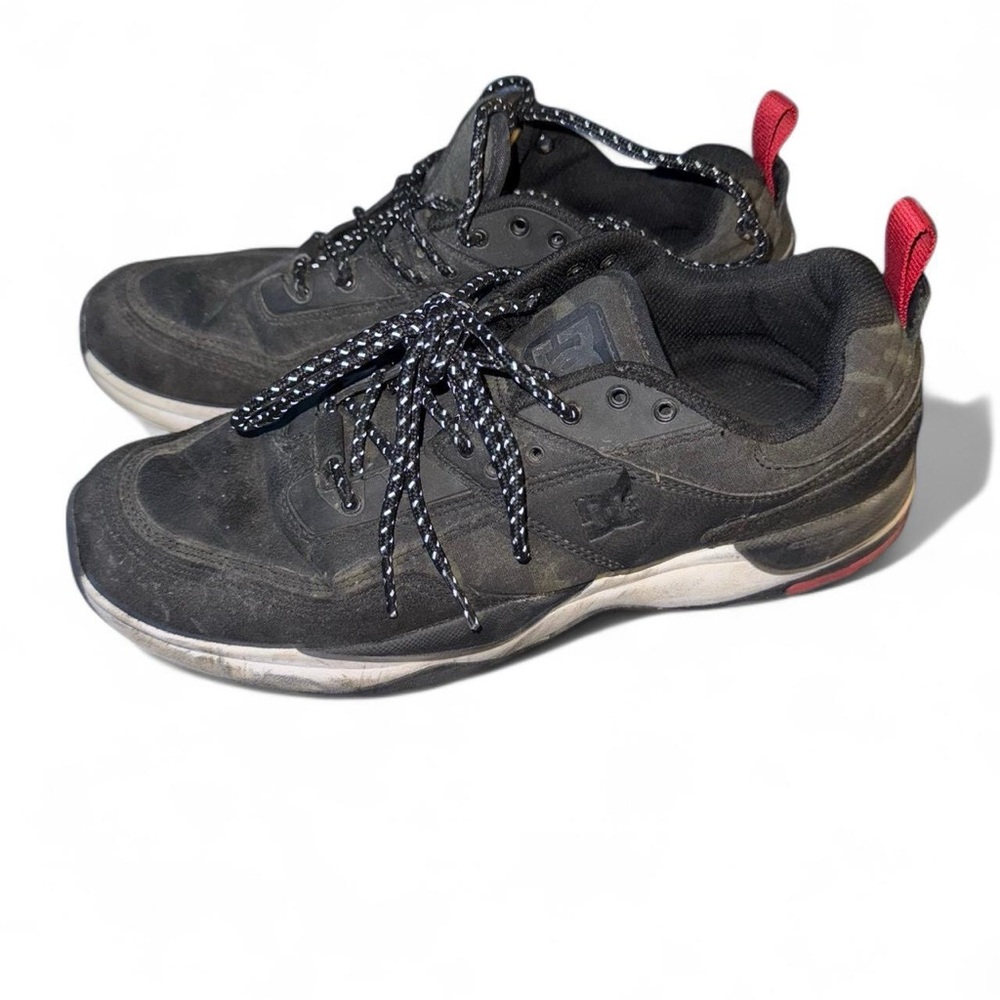 DC Black and Red Sneakers with Mesh Upper